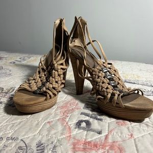 B. Makowsky Anna Strappy Woven Platform High Heel Sandals